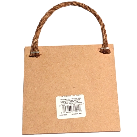 Wincraft Hello Sunshine Dark Blue & Yellow Sun Small Wooden Sign with Jute Rope - Picture 3 of 5